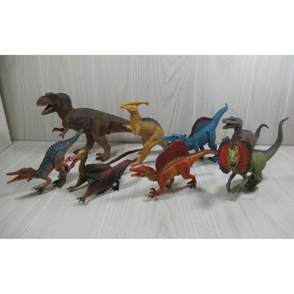 Dinosaur lot 8 assorted Boley Safari + dinosaurs figures toys blue gray brown